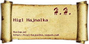 Higl Hajnalka névjegykártya